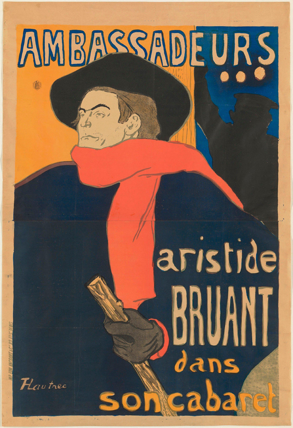앰배서더 카바레의 아리스티드 브뤼앙 Ambassadeurs. Aristide Bruant Dans Son Cabaret 1892, Color Lithography, 138×96 cm