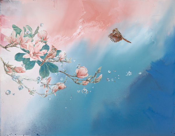 허은오, The Life of Magnolia, 캔버스에 혼합재료, 145.5×112.1cm, 2019