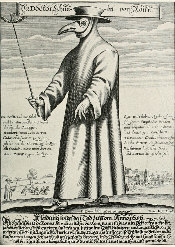 a plague doctor in seventeenth-centuryRome_Copper engraving of Doctor Schnabel(1656 추정)