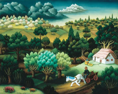 Ivan Generalic, "Horse with a Wagon"