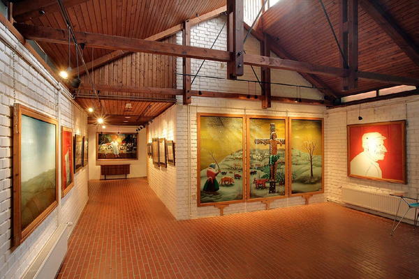 Ivan Generalic: First Snow, triptych inside the Gallery of Naïve Art in Hlebine