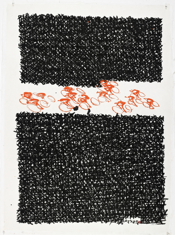 석창우, Cycling 2019-19, 화선지에 먹, 77×103cm, 2019