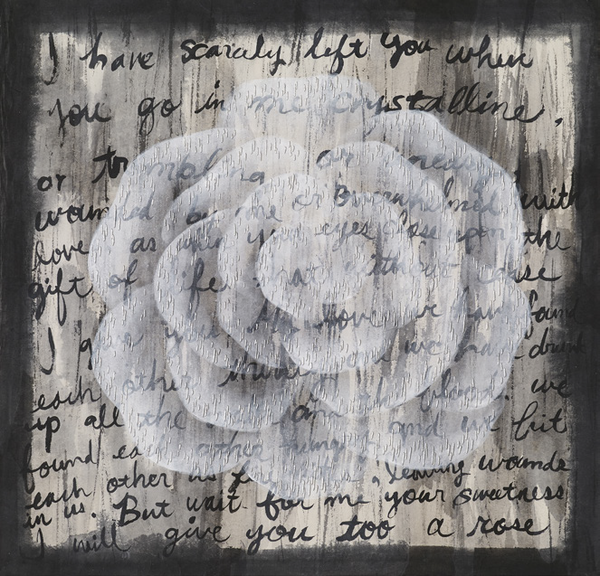 김지은, 그냥 그 자리에, 95×95cm,한지에 먹 분채 자수, 2019