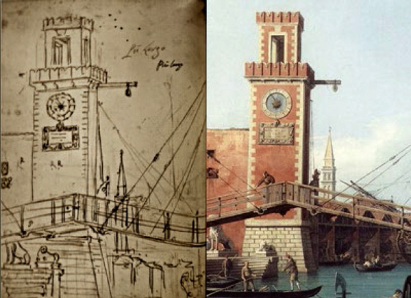 Camera ottica Canaletto–Tower on entrance of Arsenale