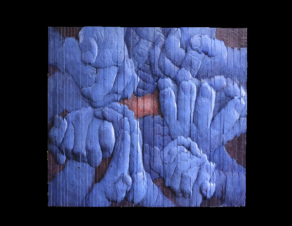 '수고한 자들의 기도', 나무에 채색, 2017