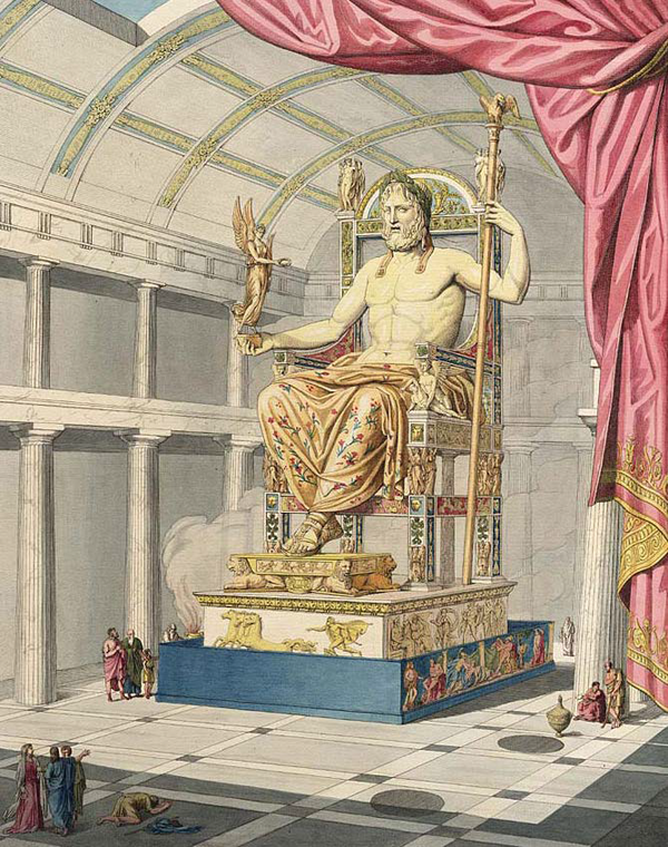 Olympian Zeus in the sculptured antique art