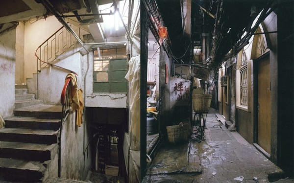 Ian Lambot's 'Stairway 1' (left) and 'Lung Chun Back Street' (right). photy by Christina Jensen / Blue Lotus