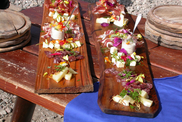 Typical appetizer of Dolomites: Cheese and smoked salami
