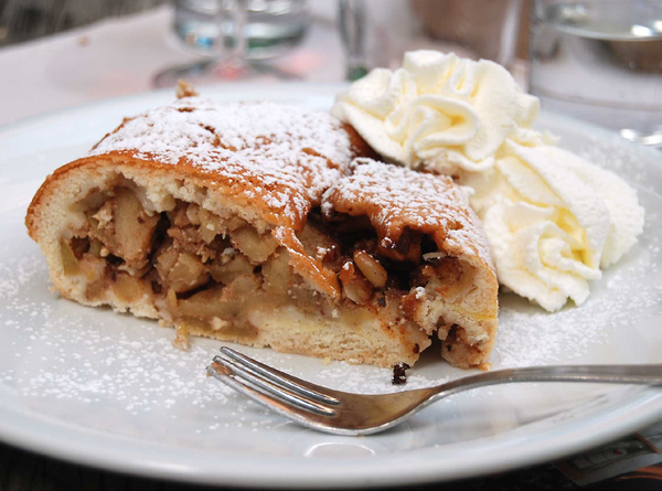 Strudel typical dessert of Dolomites