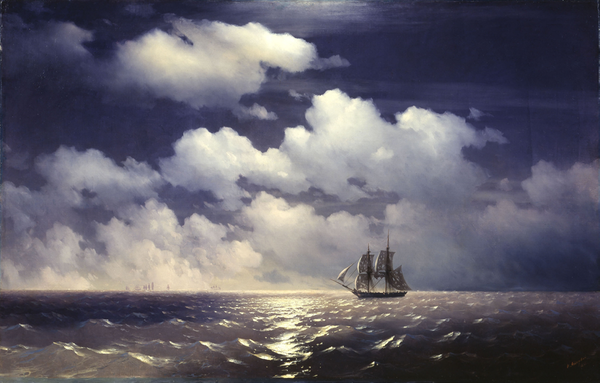 The brig Mercury encounter after defeating twoTurkish ships_Ivan Aivazovsky(1848)
