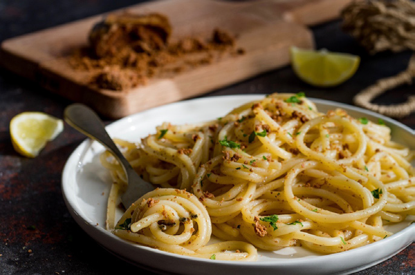 Spaghetti alla Bottarga,with tuna eggs a speciality of Sardinia