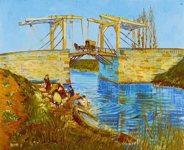 The Langlois Bridge at Arles with Women Washing_Gogh(1888)