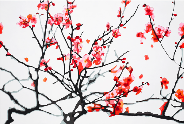 홍 매화_Ⅱ(138x92cm_Acrylic on Hardboard_2017)