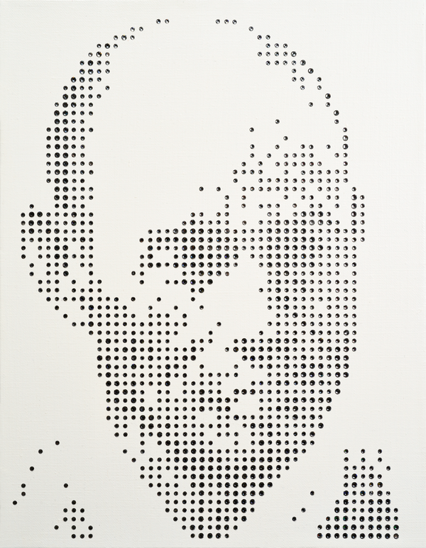 이동재, icon_Han Yong-un, 캔버스에 아크릴릭 & 크리스탈, 41×32cm, 2018