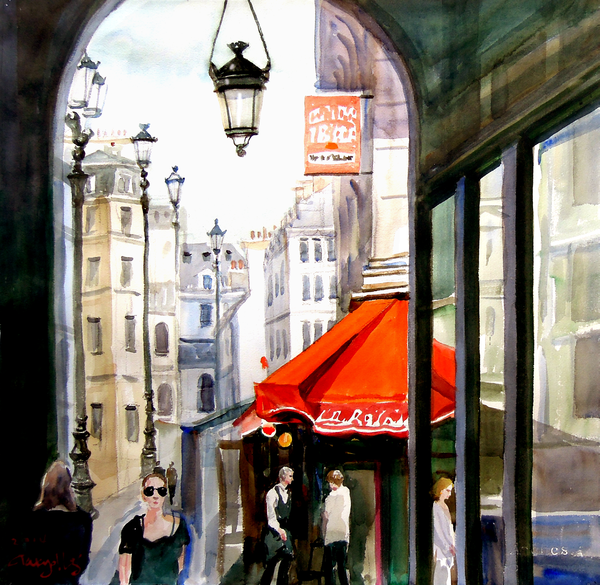 Rue des Pyramides, 57 x 56.5cm, watercolor on paper