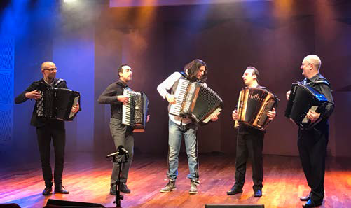좌로 부터: Andrea Naspi (PIGINI), AntonioSpaccarotella (SCANDALLI ACCORDIONS),Marco Lo Russo (BUGARI ARMANDO), Giuseppe Di Falco (BELTUNA),Gary Blair (MORESCHI ACCORDIONS)