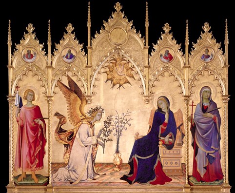 Annunciazione  tra i santi Ansano e Margherita -1333 Uffizzi Firenze.jpg