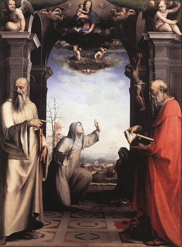 Santa Caterina da Siena riceve le stimmate tra i santi Benedetto e GirolamoPinacoteca nazionale siena 1515