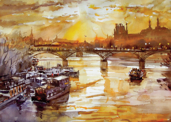 Quai de Conti 파리, 66 x 51 cm, watercolor on paper, 2020