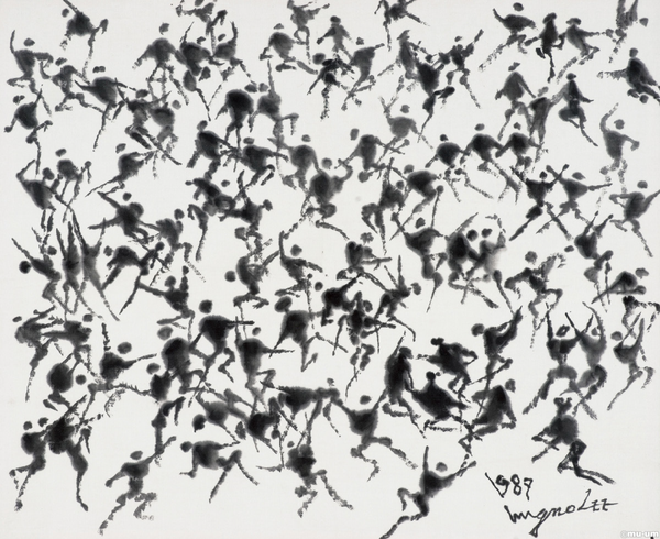 이응노. 군상 People. 한지에 수묵, 45x55cm, 1987 © 이응노