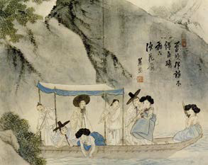 주유청강(舟遊淸江)(18세기후반), 혜원 신윤복