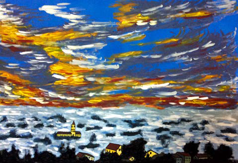 아씨시의 새벽, 캔버스에 아크릴, 74cm x 50cm, 2014