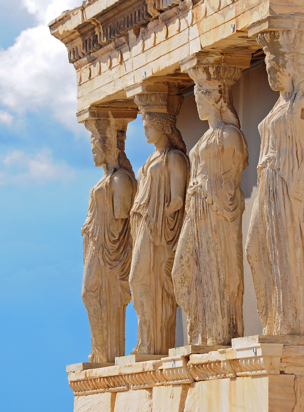 The ancient Porch of Caryatides in Acropolis