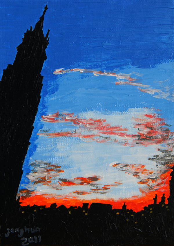 가슴이 붉게 물들어, 캔버스에 아크릴, 18cm x 14cm, 2011