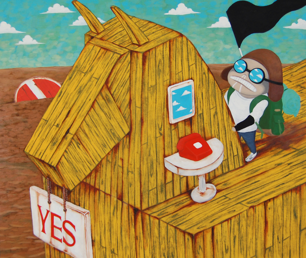 내 대답은 예스, 49x42cm, 한지에 채색, 2011