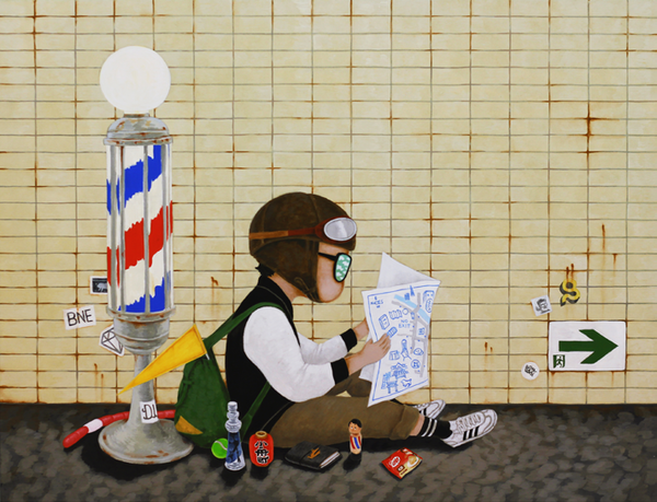 두시간 뒤에 오세요, 45x59cm, 한지에 채색, 2015