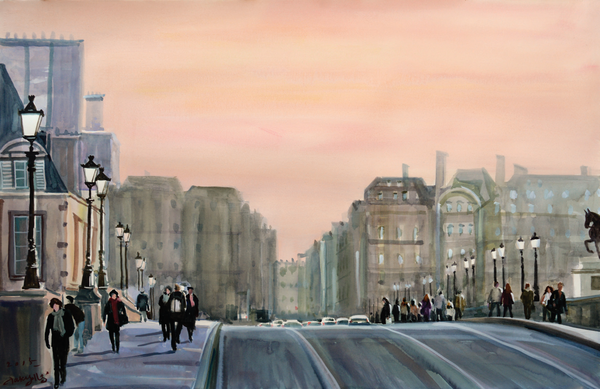 Pont Neuf in the Early Morning, 이른 새벽의 퐁네프 다리, 102.5 x 65.5 cm, acrylic on paper, 2015