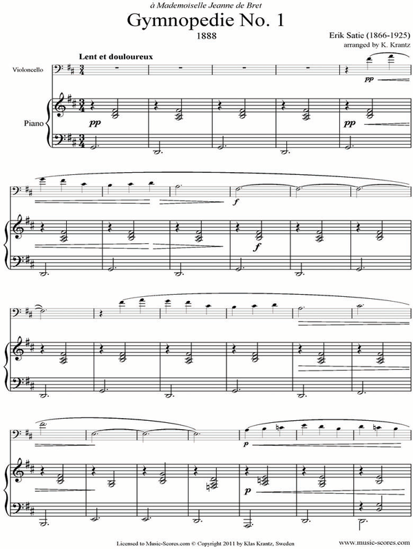 Erik Satie 짐노페디악보