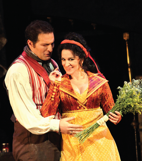RICCARDO MASSI AS CAVARADOSSI, ANGELA GHEORGHIU AS TOSCA© ROH. PHOTO BY CATHERINE ASHMORE