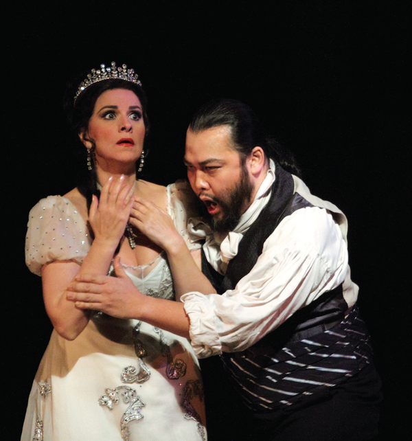 ANGELA GHEORGHIU AS TOSCA, YOUN AS SCARPIA© ROH. PHOTO BY CATHERINE ASHMORE