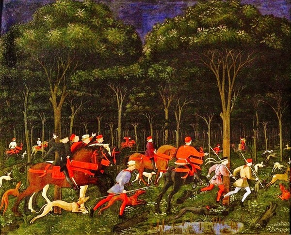 Paolo Uccello-  Caccia notturna, 1465-1470 circa,Oxford, AshmoleanMuseum.