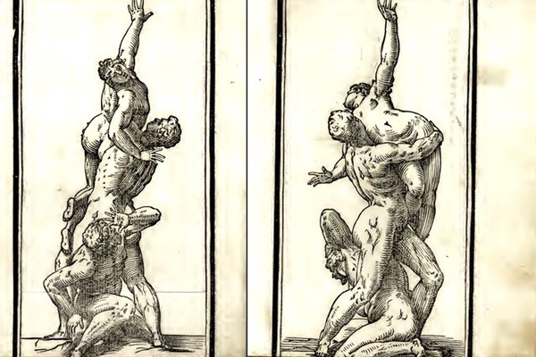 GIAMBOLOGNA IL RATTO DELLE SABINE STAMPA DEL 1583 Tratto da Sermantelli - composizioni di diversi autori in Lode del Ritratto della Sabina  Firenze 1583