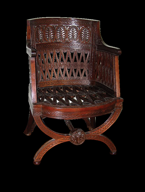 Georges Jacob, Fauteuil à l'étrusque,livré en 1787 pour la laiterie de Rambouillet. (Exposé au Petit Trianon)