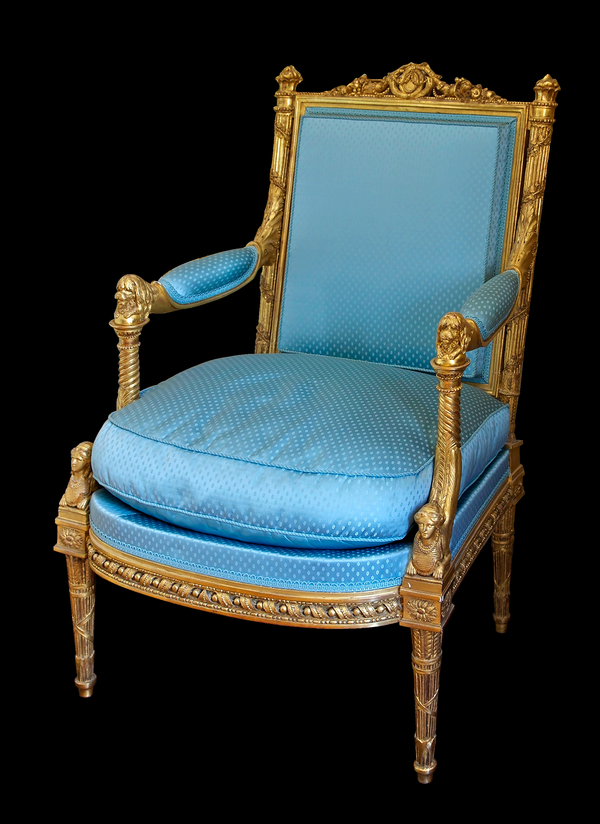 Georges Jacob, Fauteuil « à la reine »,livré pour le Cabinet de la Méridienne du petit appartement de la reine à Versailles, circa 1785