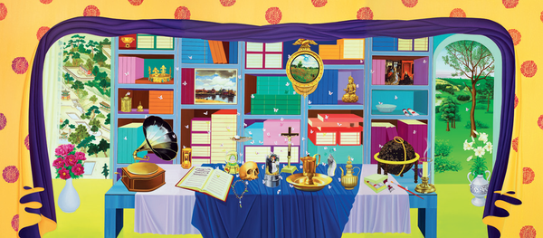 책가도(冊架圖)-숭고함에 대한 환영, oil on linen, 200×450cm, 2014