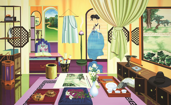 신윤복 화방- 화가 신윤복에 대한 생각에 잠기다, oil on linen, 162x260.6cm, 2012