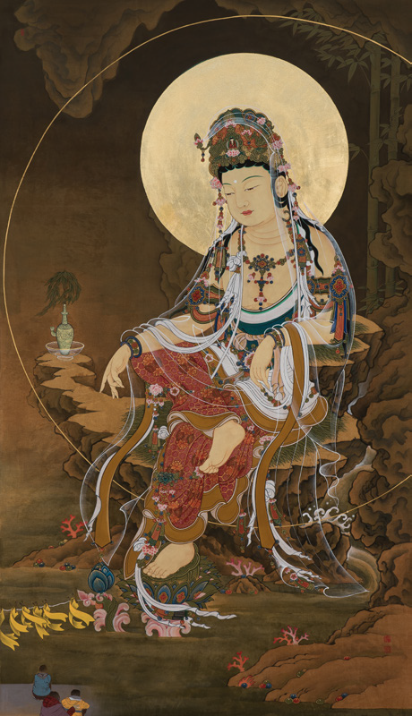 2. 무위, 수월관음도-진의, 천에 채색ㆍ금박, 188×108cm, 2014