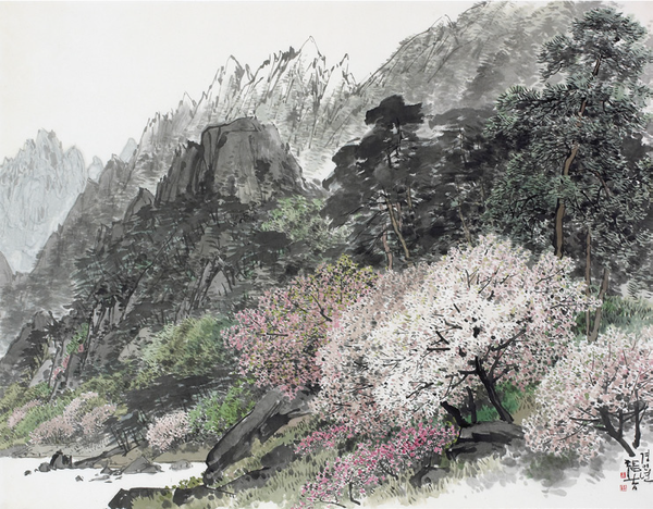 봄의기운 - 산운, 화선지에 수묵담채, 116×91cm, 2010
