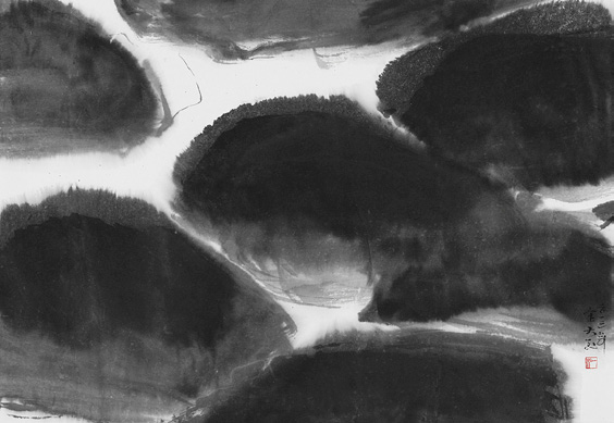 石本無聲(석본무성), 화선지에 수묵, 91×63cm, 2013