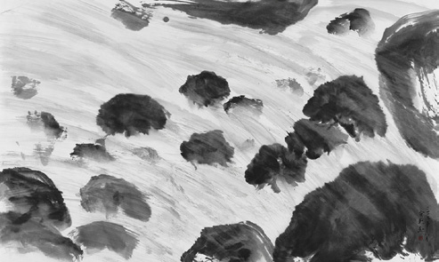 川明風動(천명풍동), 화선지에 수묵, 214×153cm, 2013