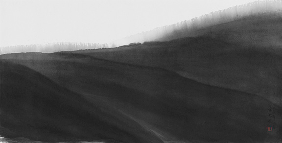 雲高氣靜(운고기정), 화선지에 수묵, 138×69cm, 2013