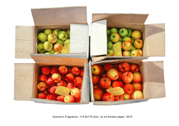 윤병락, 가을향기, 한지에 유채, 114.8x175.5cm, 2010