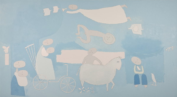 백영수,파란 풍경 Blue Landscape,200×360cm, oil on canvas,2008