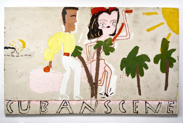 ⓒCuban Scene, Smoke 2016Rose Wylie, Photo: Soon-Hak Kwon, Oil on Canvas 208 x 340cm