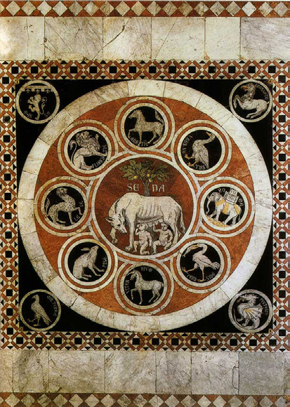 Mosaic Floor The SheWolf of Siena – Siena Italy