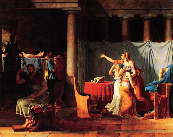 다비드, 브루투스에게 아들들의 시체를 날라 오는 형리들, 1789, 캔버스에 유채,323x422cm, 파리 루브르 박물관